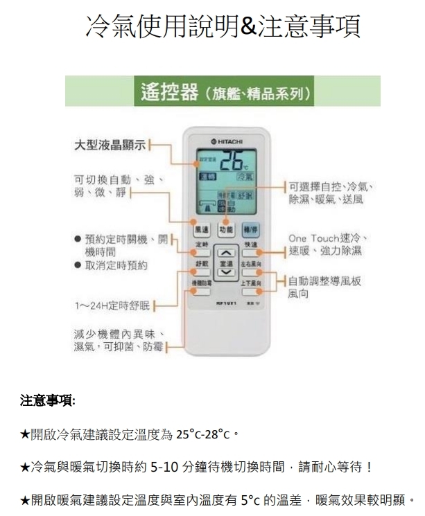 遙控器說明